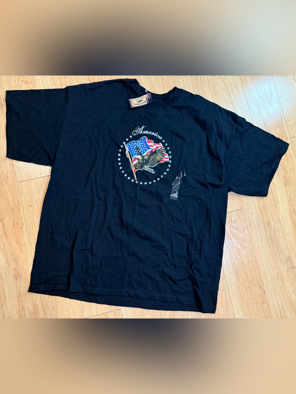 Steve & Barry’s USA Eagle Flag T Shirt XXL Black Patriotic America NWT